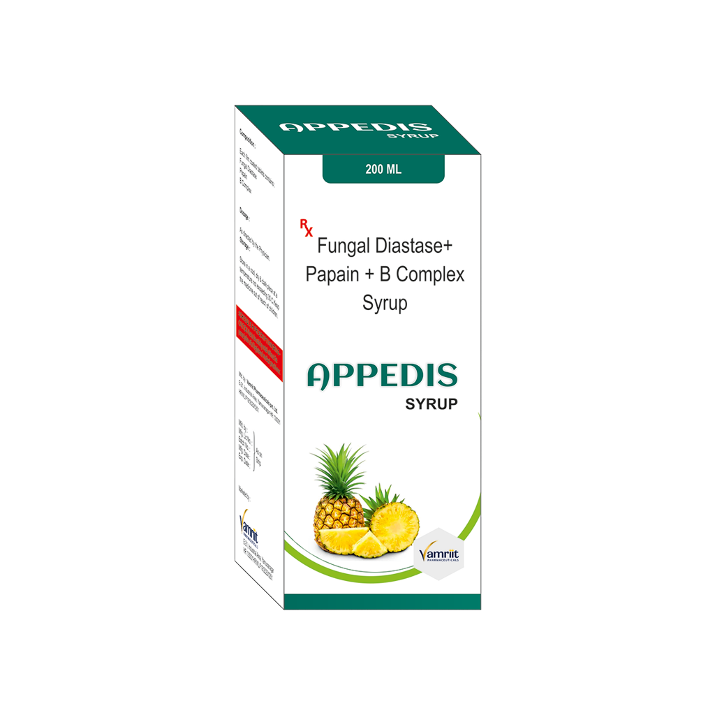 Appedis Fungal Diastase + Papain + B Complex Syrup by Vamriit Pharmaceuticals | PCD Pharma Franchise & Third Party Manufacturing