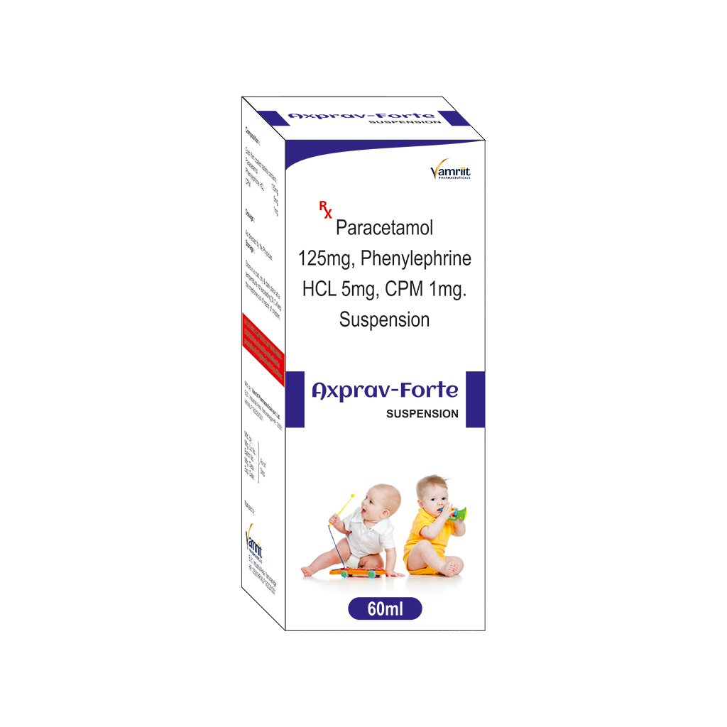 Axprav Forte Paracetamol 125 mg + Phenylephrine HCL 5 mg + CPM 1 mg by Vamriit Pharmaceuticals | PCD Pharma Franchise & Third Party Manufacturing