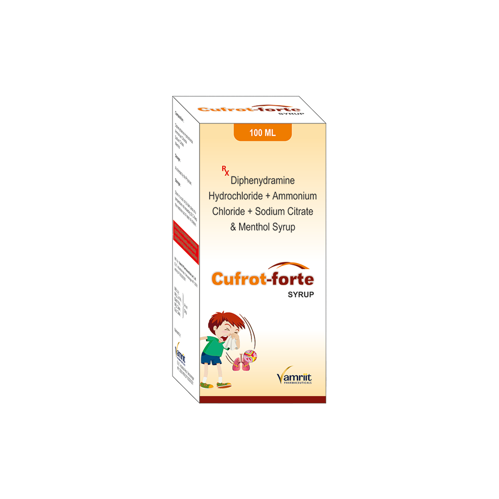 Cufrot Forte Diphenhydramine Hydrochloride + Ammonium Chloride + Sodium Citrate + Menthol Syrup by Vamriit Pharmaceuticals | PCD Pharma Franchise & Third Party Manufacturing