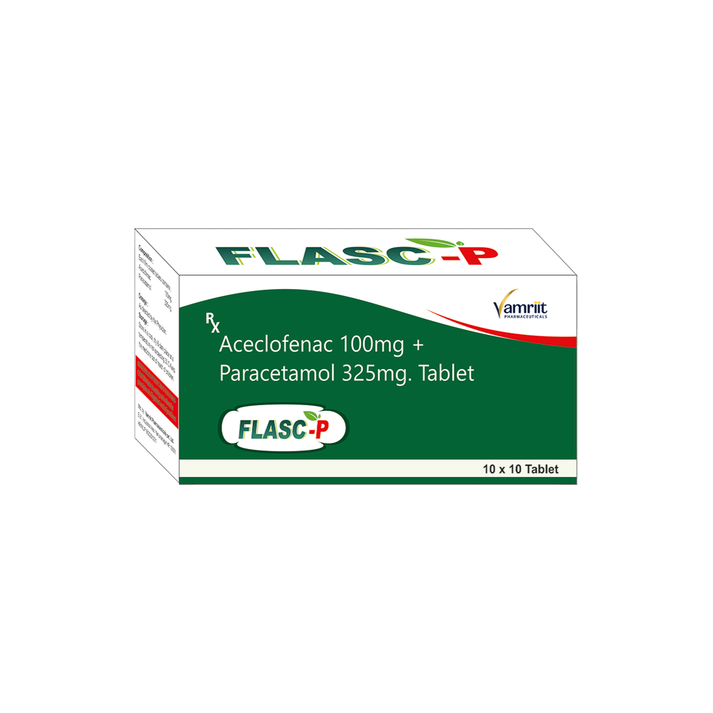 Flasc P Aceclofenac 100 mg + Paracetamol 325 mg by Vamriit Pharmaceuticals | PCD Pharma Franchise & Third Party Manufacturing