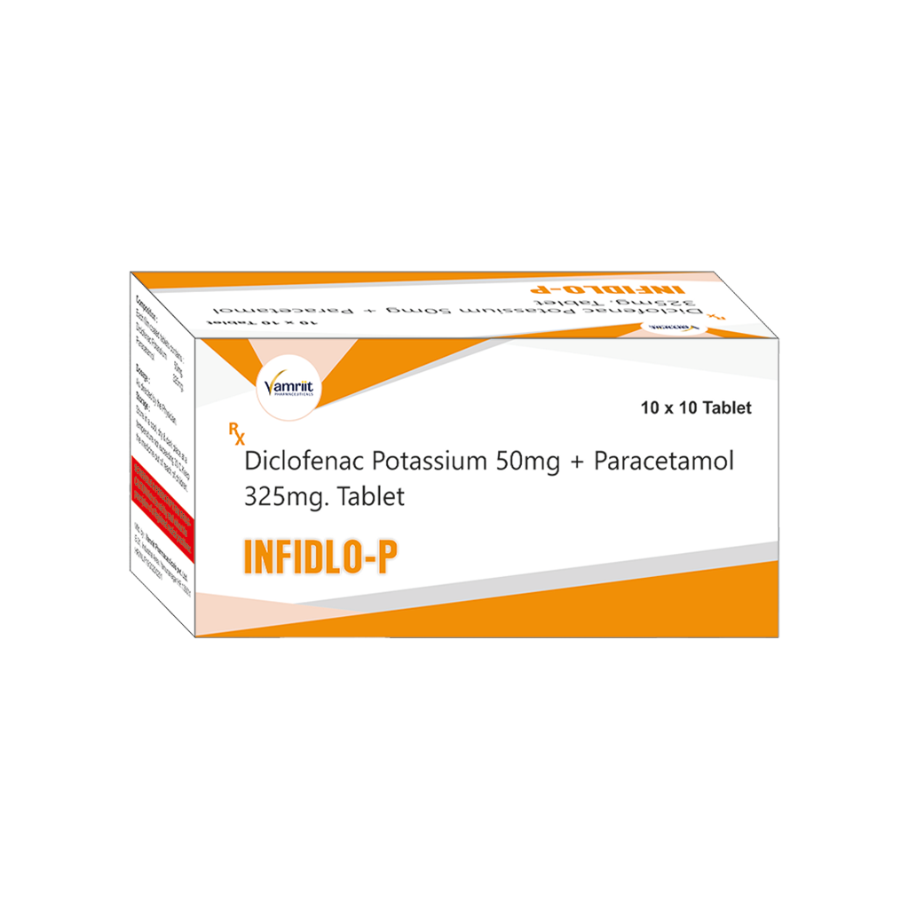 Infidlo P Diclofenac Potassium 50 mg + Paracetamol 325 mg by Vamriit Pharmaceuticals | PCD Pharma Franchise & Third Party Manufacturing
