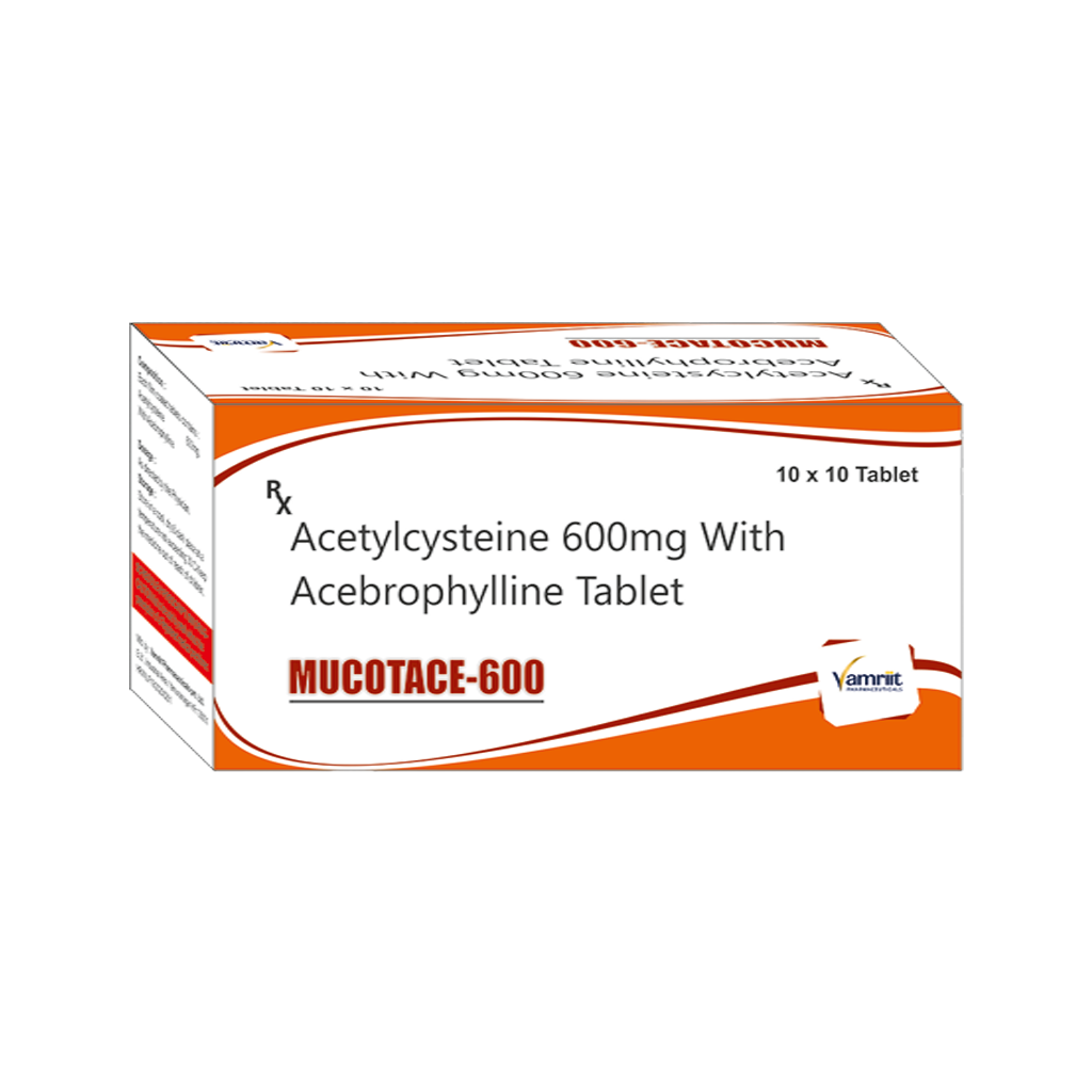 Mucotace 600 Acetylcysteine 600 mg + Acebrophylline Tablet by Vamriit Pharmaceuticals | PCD Pharma Franchise & Third Party Manufacturing