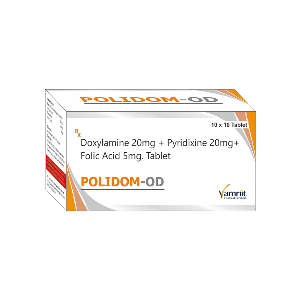 Polidom OD Doxylamine 20 Mg + Pyridixine 20 Mg+ Folic Acid 5 Mg by Vamriit Pharmaceuticals | PCD Pharma Franchise & Third Party Manufacturing