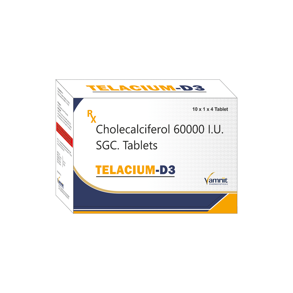 Telacium D3 Cholecalciferol 60000 IU SGC  by Vamriit Pharmaceuticals | PCD Pharma Franchise & Third Party Manufacturing