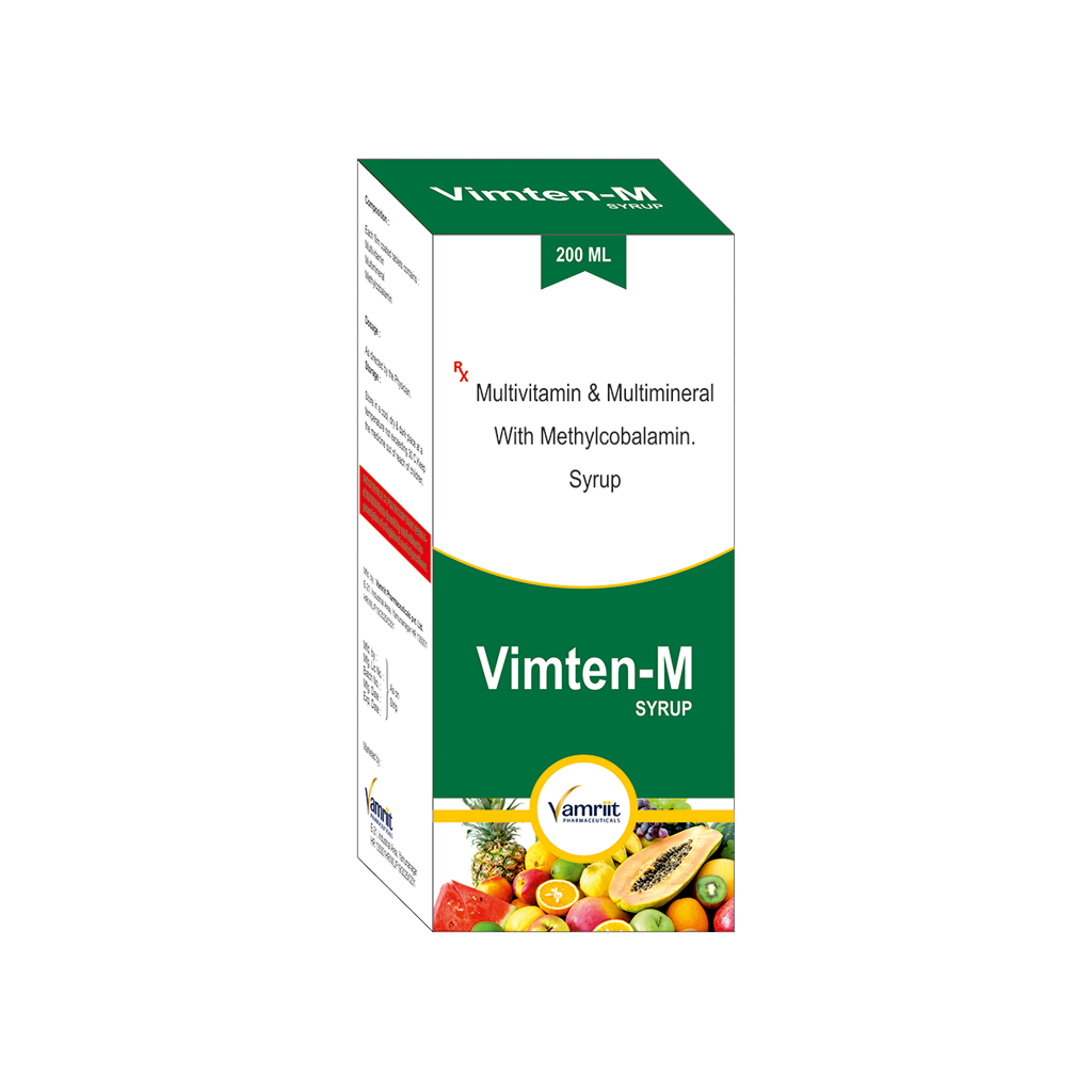 Vimten M Multivitamin + Multimineral With Methylcobalamin Syrup by Vamriit Pharmaceuticals | PCD Pharma Franchise & Third Party Manufacturing