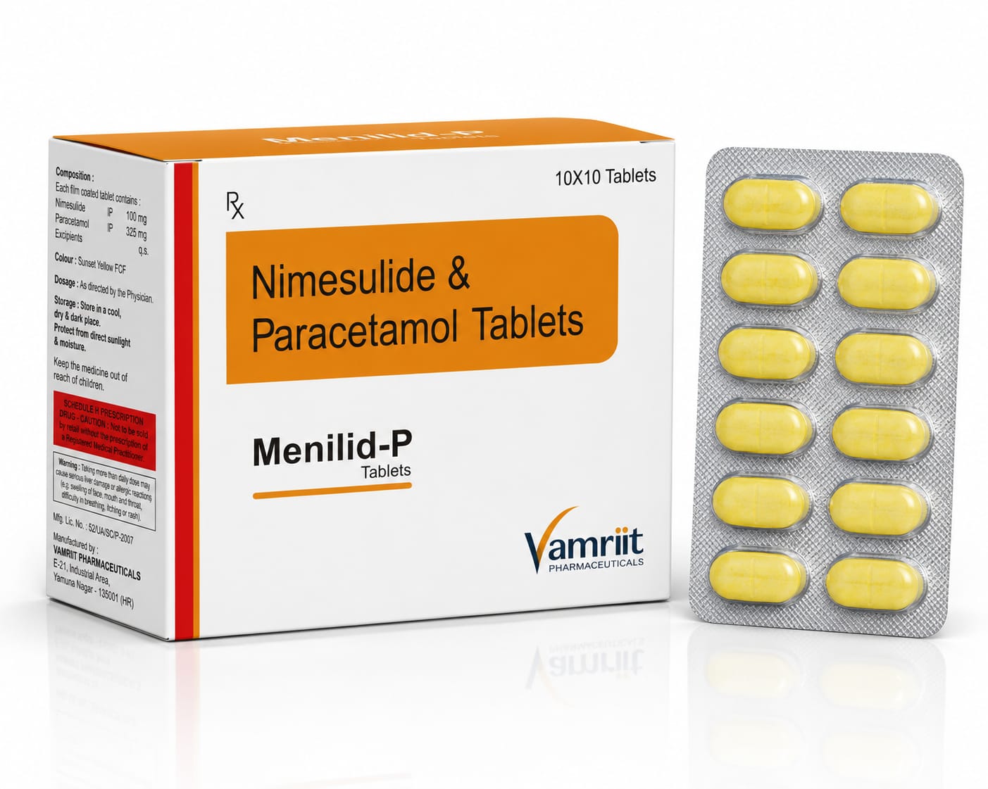 MENILID P Nimesulide 100 Mg+Paracetamol 325Mg by Vamriit Pharmaceuticals | PCD Pharma Franchise & Third Party Manufacturing