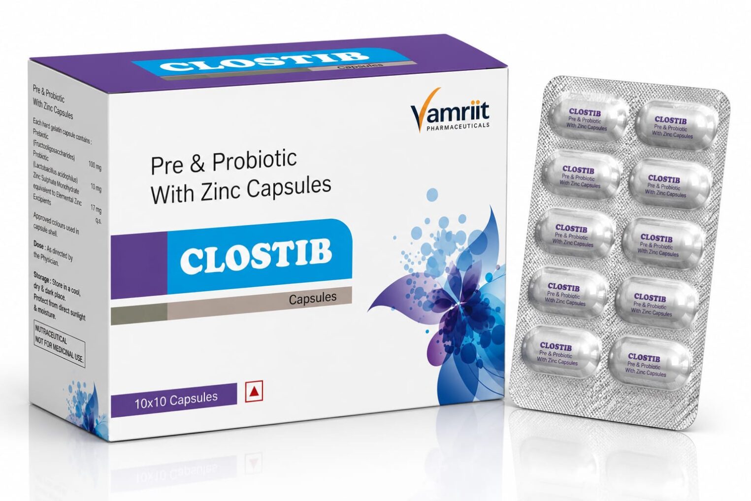 CLOSTIB Caps Pre Pro Biotic With Zinc and Minerals by Vamriit Pharmaceuticals | PCD Pharma Franchise & Third Party Manufacturing