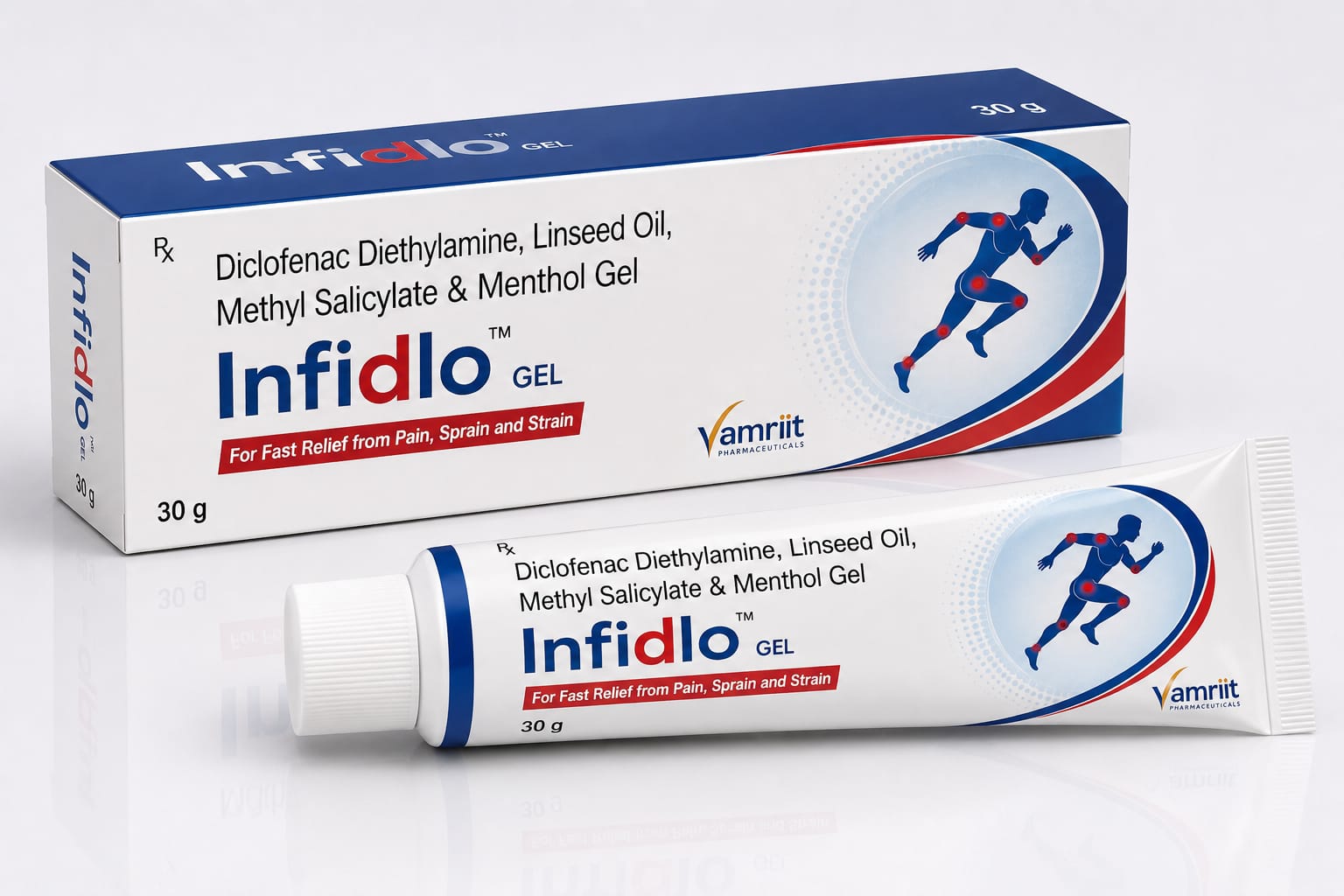 INFIDLO Ointment Linseed Oil+Diclofenac Diethylamine+ Methyl Salicylate+ Menthol Gel by Vamriit Pharmaceuticals | PCD Pharma Franchise & Third Party Manufacturing