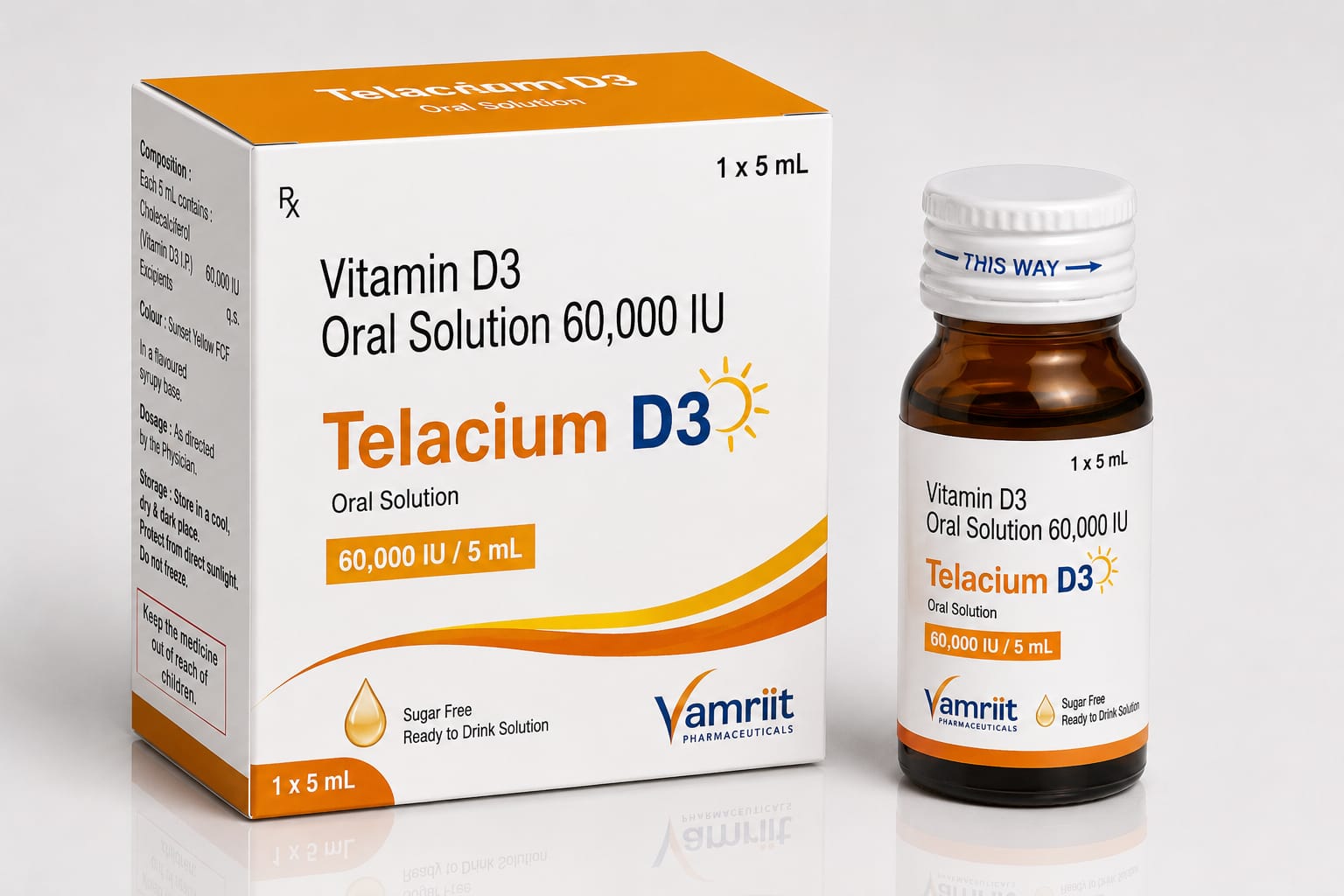 TELACIUM D3 Shots Vitamin D3 60,000 IU Nono Shots by Vamriit Pharmaceuticals | PCD Pharma Franchise & Third Party Manufacturing