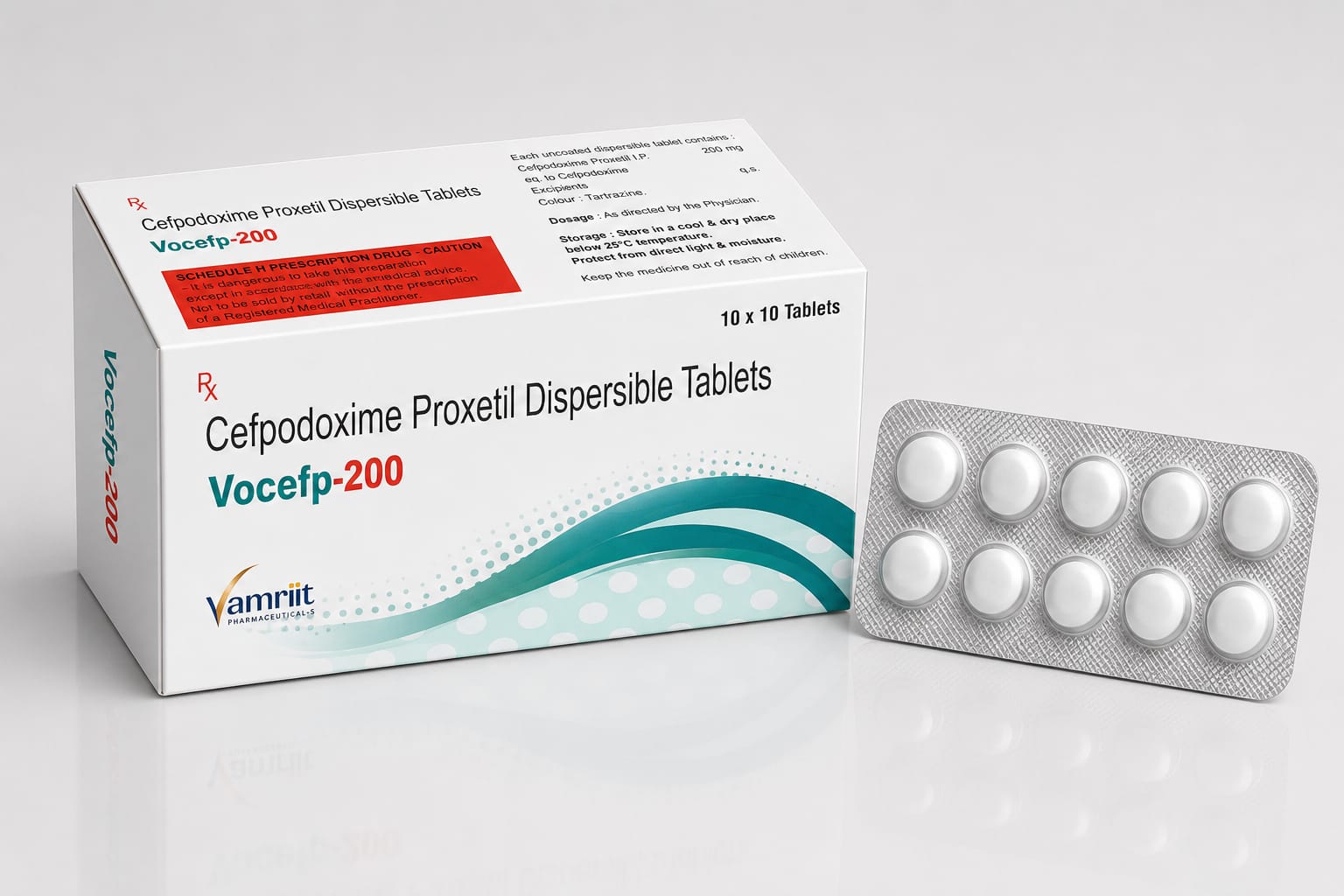 VOCEFP 200 DT Cefpodoxime Proxetil 200 mg Dispersible Tab by Vamriit Pharmaceuticals | PCD Pharma Franchise & Third Party Manufacturing