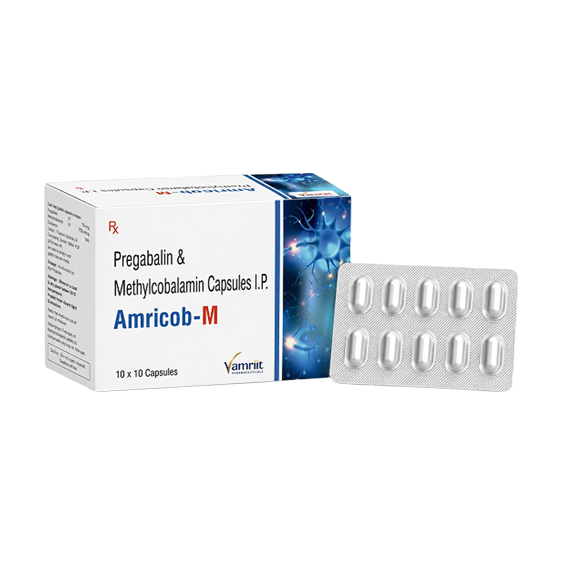 AMRICOB M Pregabalin 75 Mg + Methylocobalamin 1500 MCG Caps by Vamriit Pharmaceuticals | PCD Pharma Franchise & Third Party Manufacturing