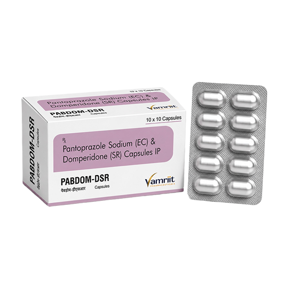 PABDOM DSR Pantaparazole 40 mg + Domperidone 30 mg capsule by Vamriit Pharmaceuticals | PCD Pharma Franchise & Third Party Manufacturing